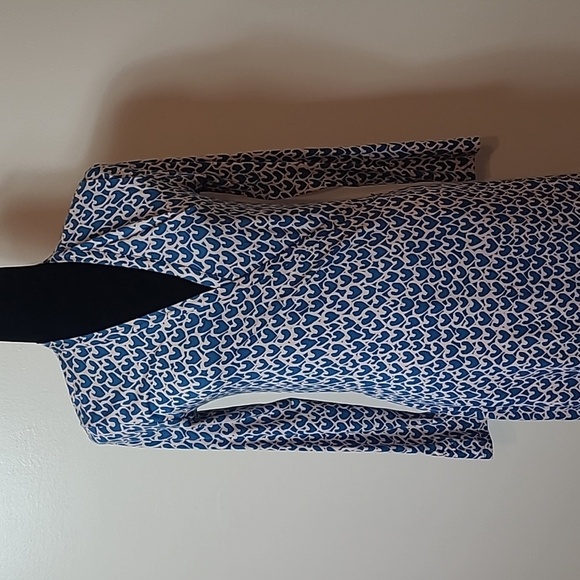 Boden Blue & Pink Heart Wrap Dress Size 10 - Picture 2 of 8